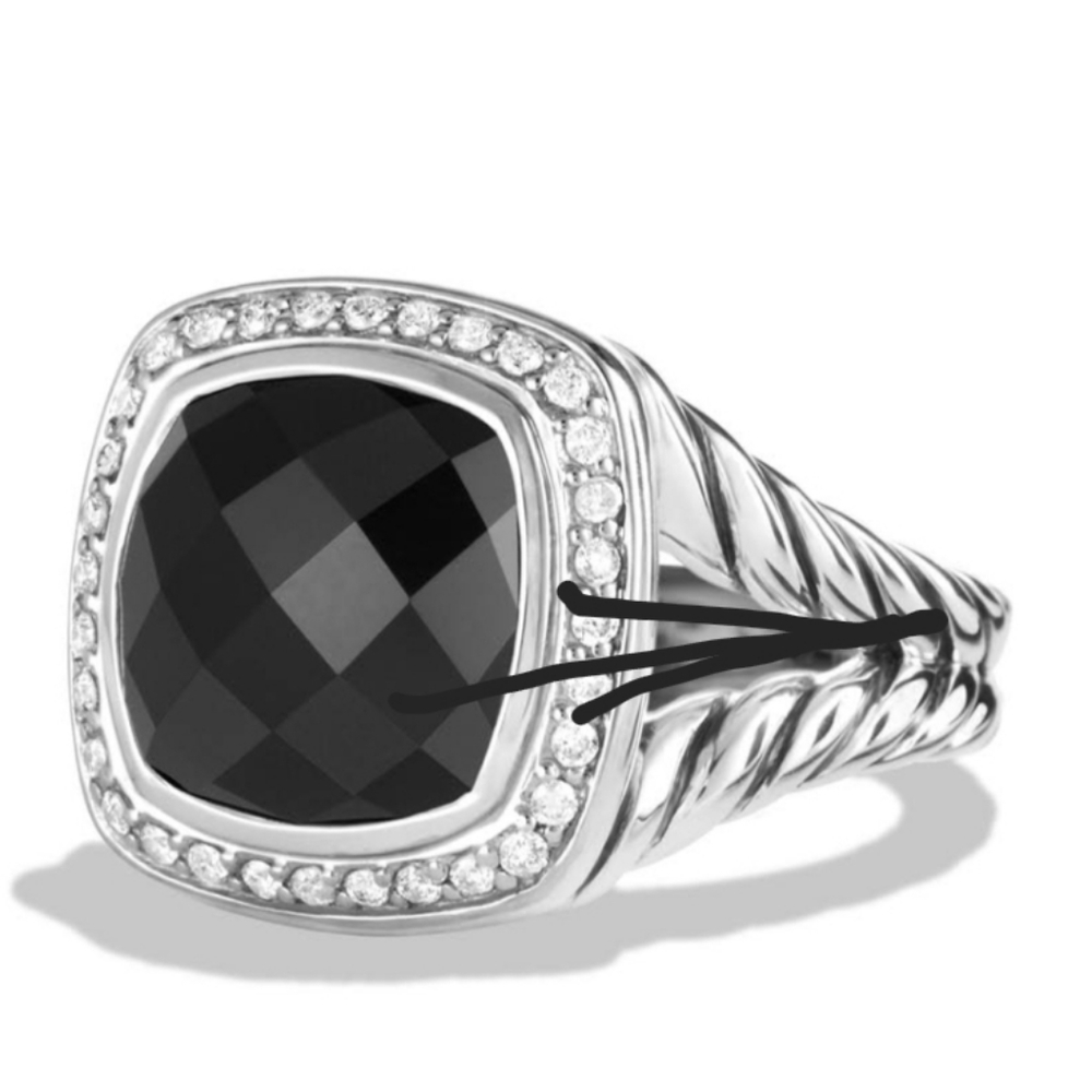 Albion® Ring with Black Onyx and Diamonds, 11mm